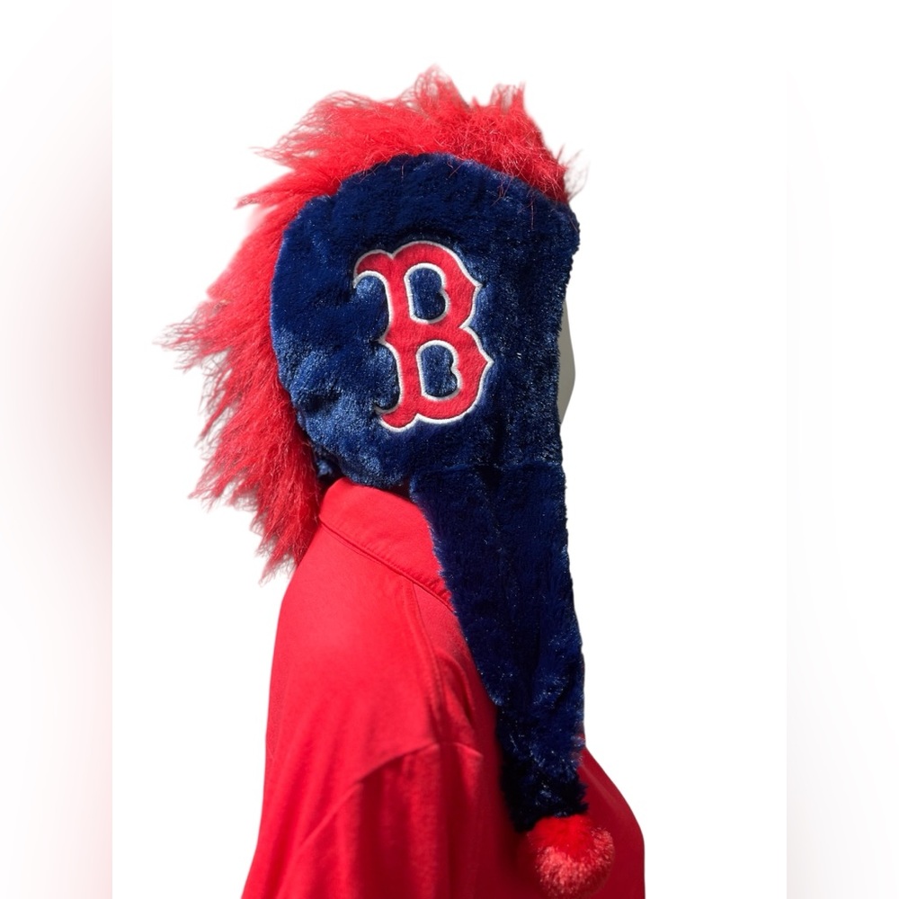 Boston Red Sox Winter Plush Mohawk trapper/aviator hat Side Flaps Blue and Red